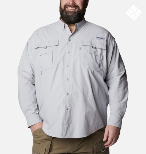 Men's Columbia PFG Bahama II Long Sleeve Shirts Light Grey | Plus Size CA-O361A